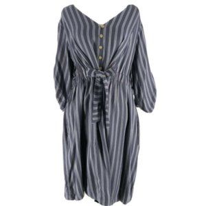Isabel Maternity Blue Striped Chambray Dress - EUC
